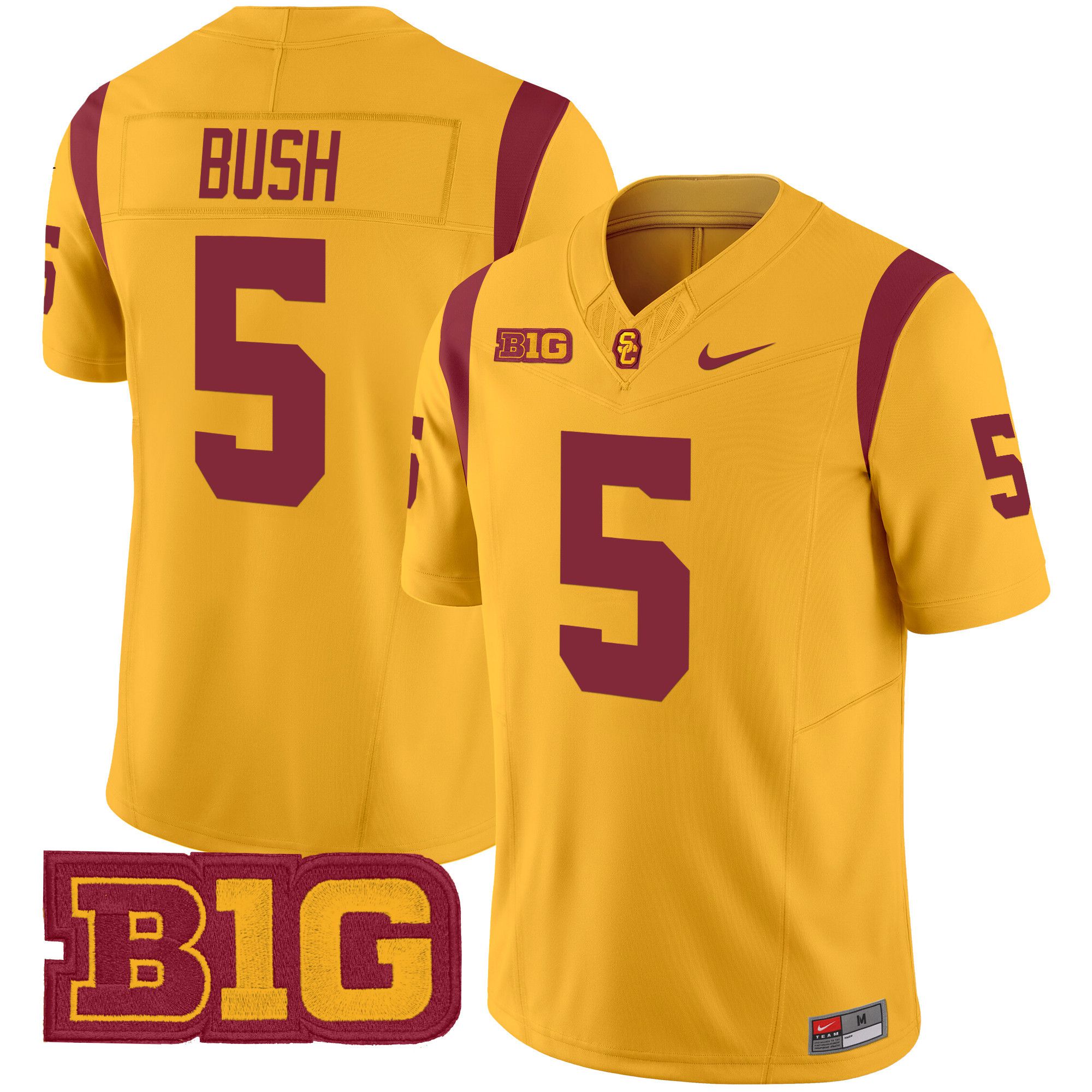 Men USC Trojans #5 Bush Yellow Nike 2024 Vapor Limited NCAA Jersey->ncaa teams->NCAA Jersey